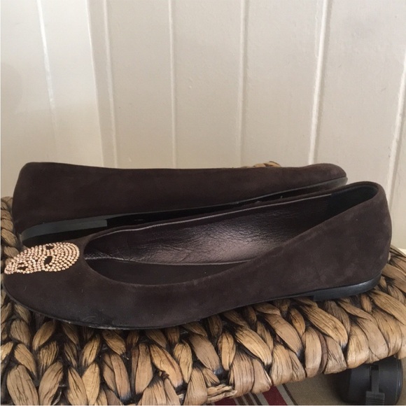 Giuseppe Zanotti Suede Round Toe Brown Flats - Picture 6 of 7